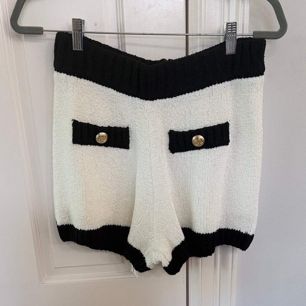 Endless Rose Black and White High Waist Shorts
